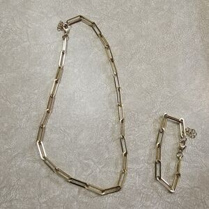 Elegant Gold Color Chain Necklace and Bracelet Set